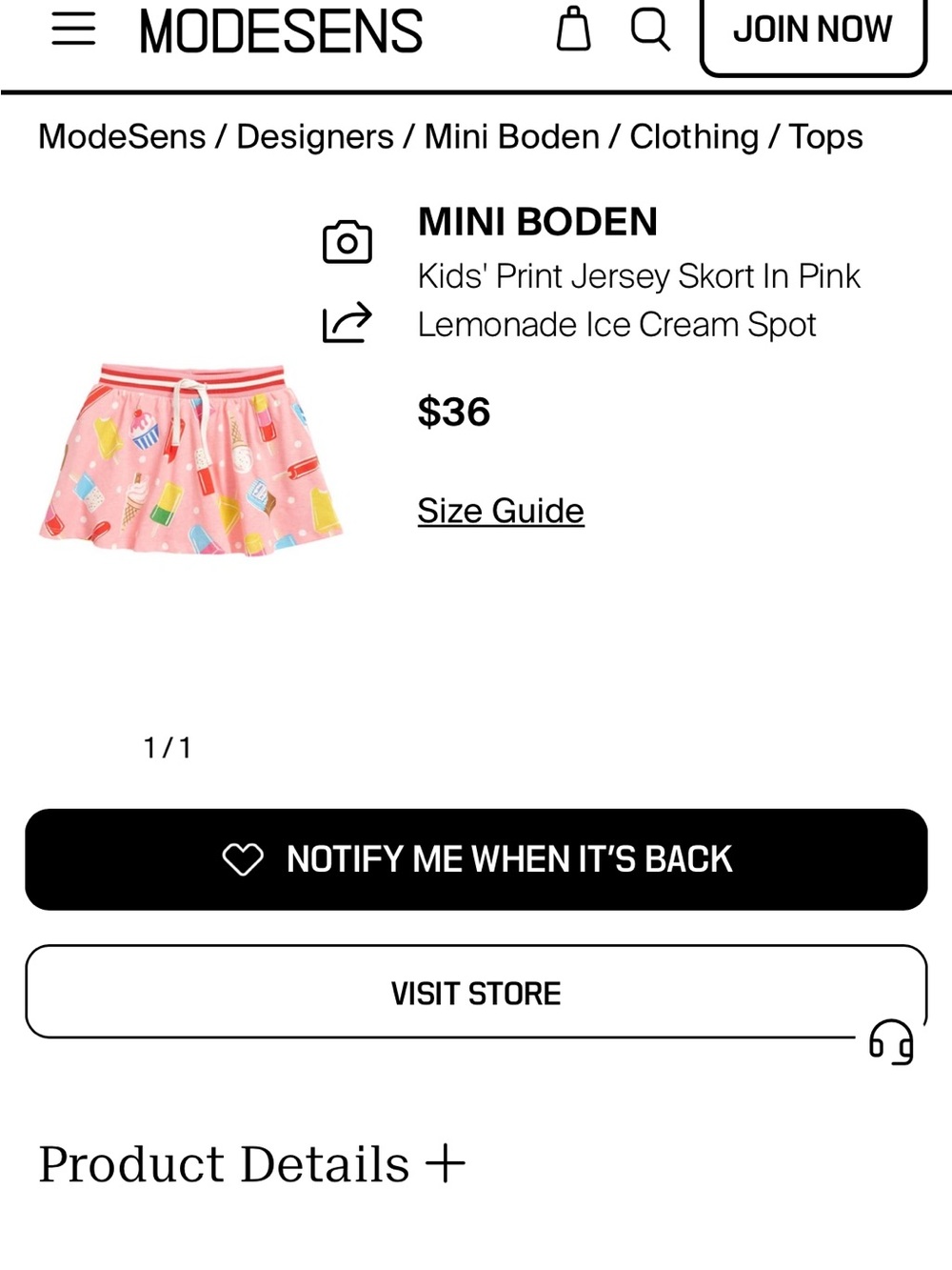 Mini Boden Kids' Print Jersey Skort In Pink Lemonade Ice Cream Spot - Picture 2 of 5